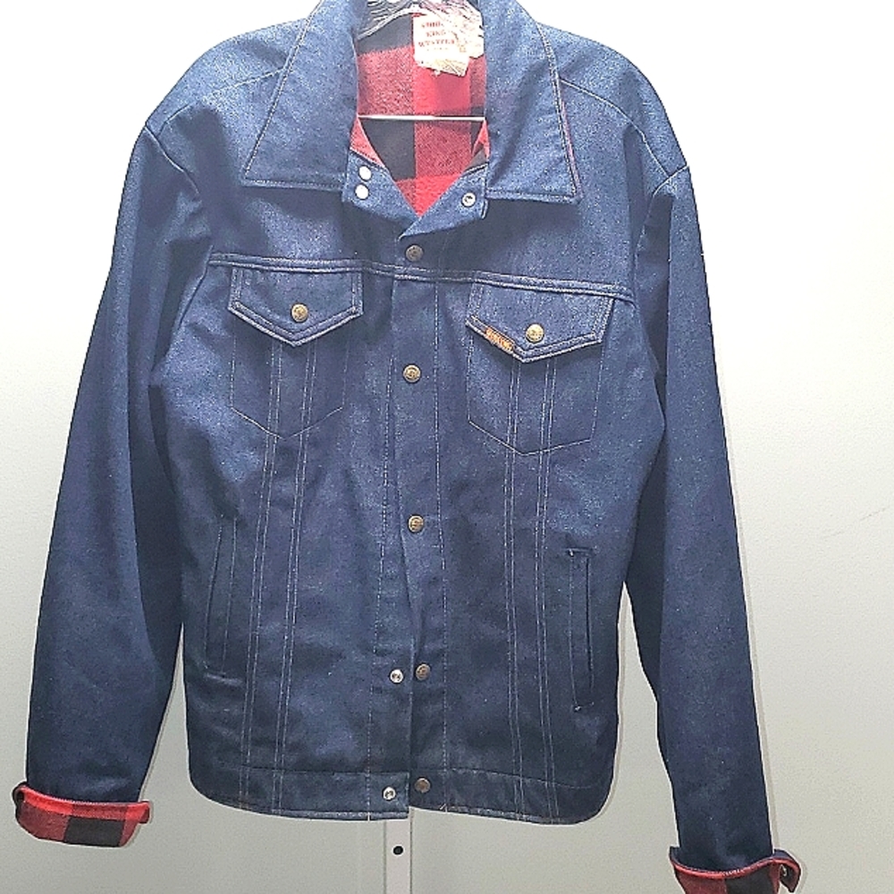 Saddle King size Large Western jean rancher jacket size 44 long. Flannel. Warm